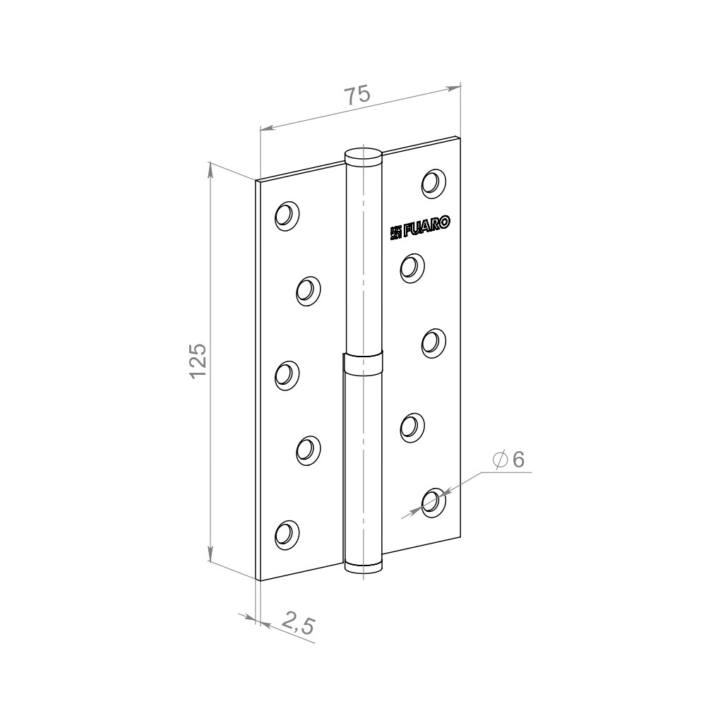 Петля Fuaro (Фуаро) съемная IN5430SR AB правая (413-5 125x75x2,5) бронза Петля Fuaro (Фуаро) съемная IN5430SR AB правая (413-5 125x75x2,5) бронза