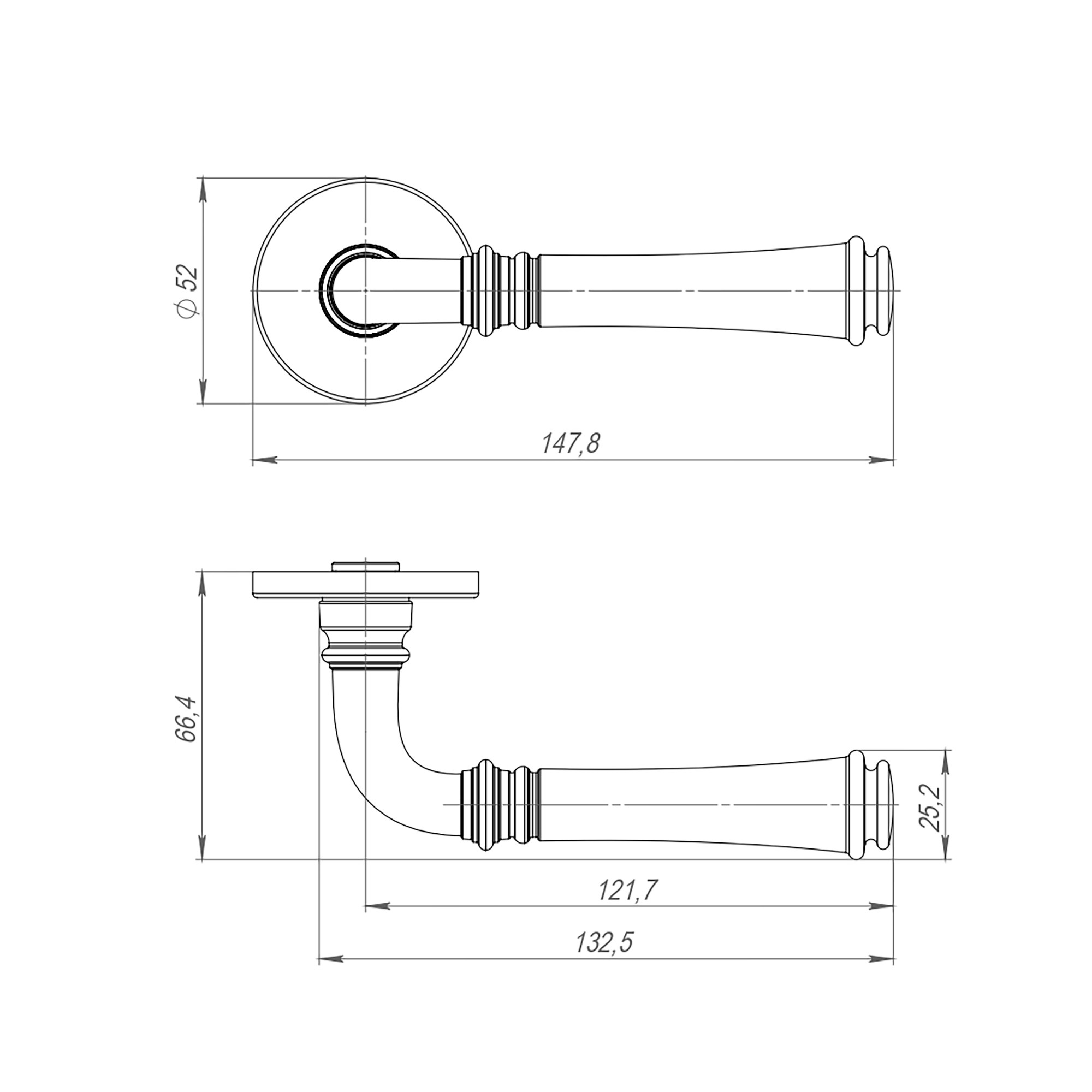Ручка Punto (Пунто) раздельная R.ARC.R52.SORENTO CP-8 хром 
