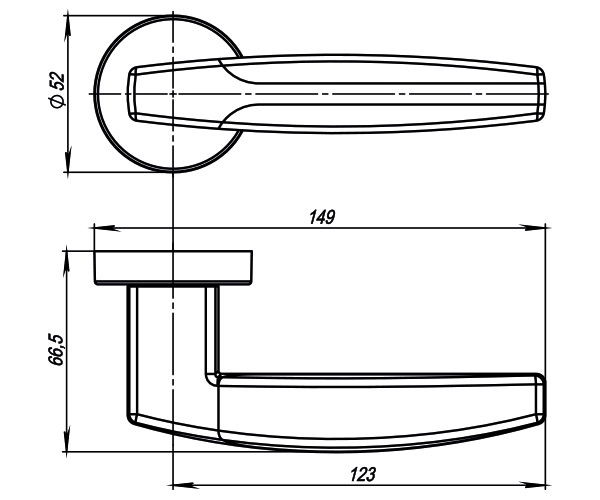 Ручка Armadillo (Армадилло) раздельная R.URB52.ARC (ARC URB2) SN/CP-3 матовый никель/хром 