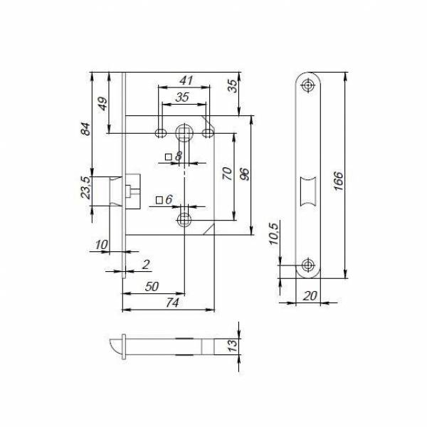 Защелка Punto (Пунто) PLASTPL72-R20 (PL72-R20) (врезная) SN мат. никель тех.упаковка без ответной планки 