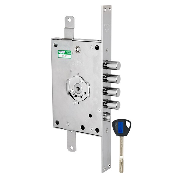 Замок Mottura (Моттура) врезной сувальдный с защёлкой 3D KEY 3D.771 D (правый), ключ 40 мм 