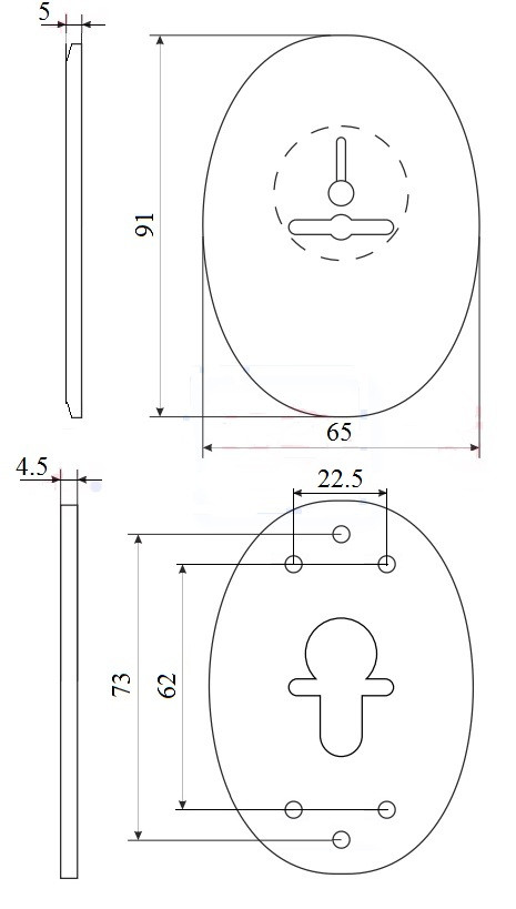 Декоративная Fuaro (Фуаро) накладка ESC 476 (90х65) СP ХРОМ на сувальдный замок с шторкой 