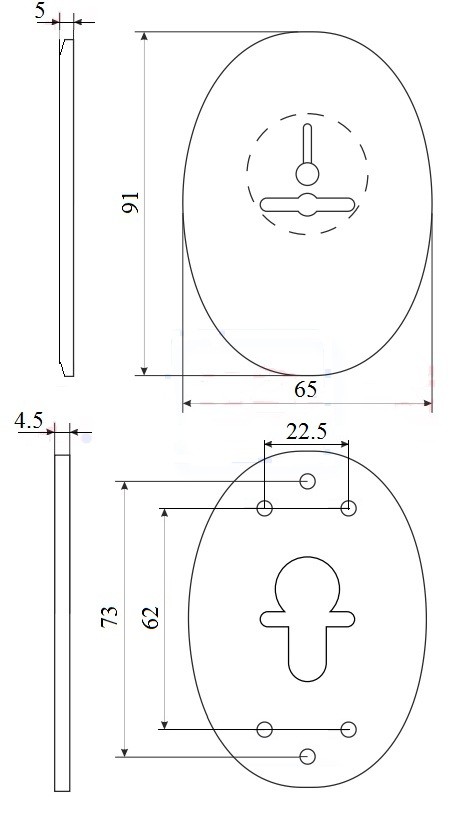 Декоративная Fuaro (Фуаро) накладка ESC 476 (90х65) СP ХРОМ на сувальдный замок с шторкой 
