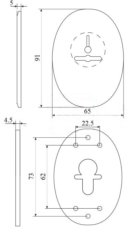 Декоративная Fuaro (Фуаро) накладка ESC 476 (90х65) СP ХРОМ на сувальдный замок с шторкой 