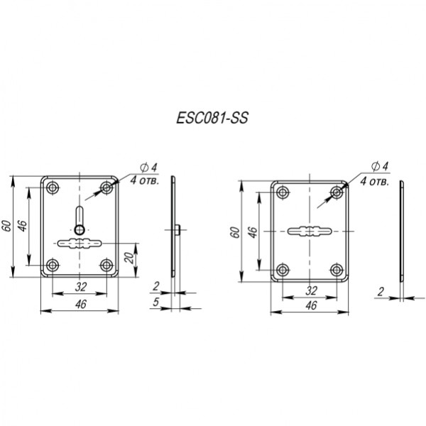 Декоративная Punto (Пунто) накладка ESC081-SS (нержавейка) на сув. замок (1 пара) "2" 