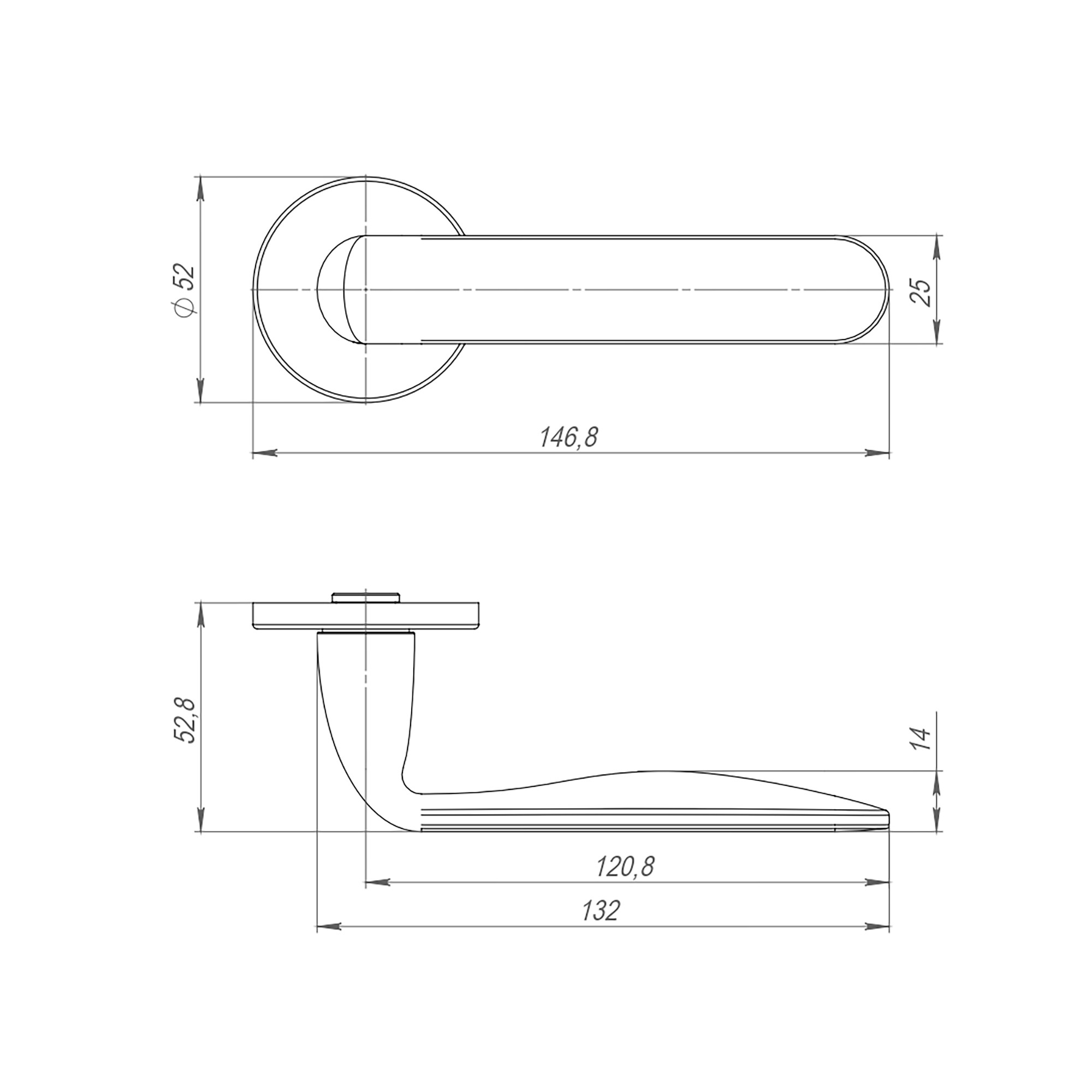 Ручка Punto (Пунто) раздельная R.ARC.R52.EXTRA SN-3 мат.никель 