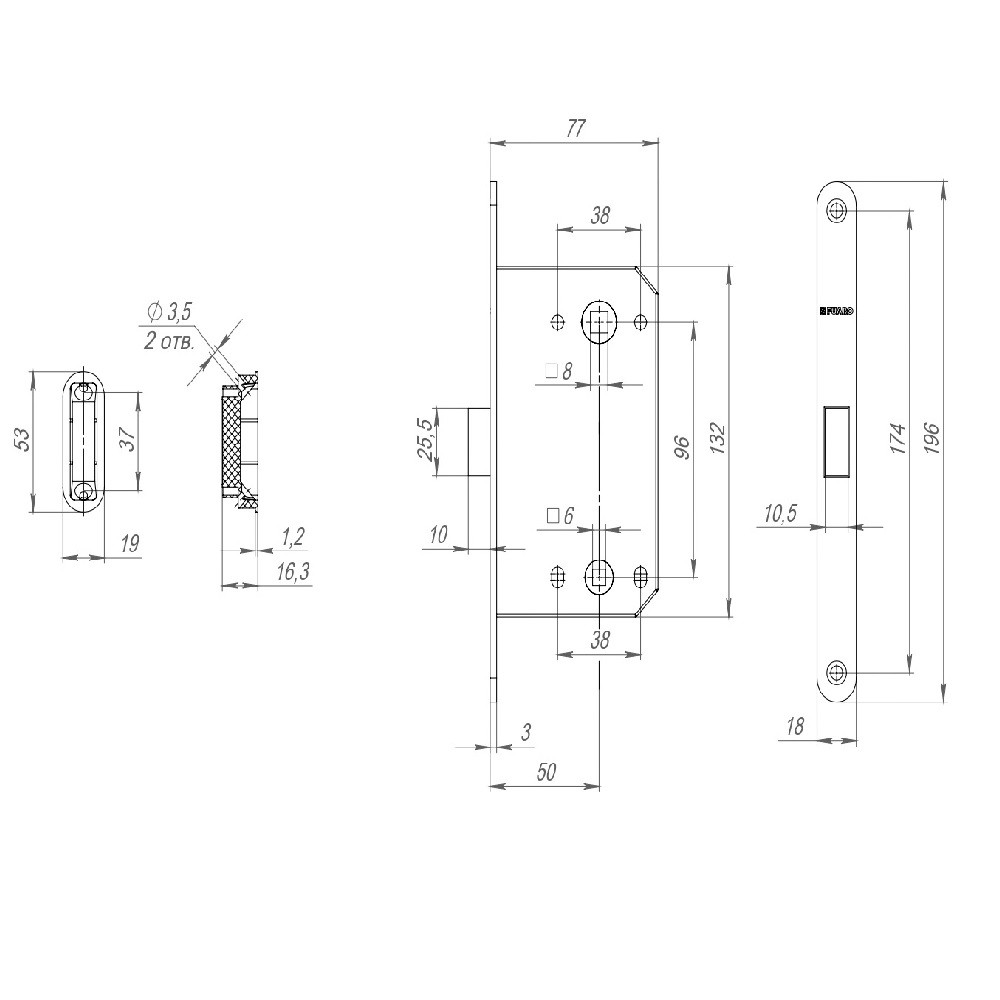 Защелка Fuaro (Фуаро) врезная MAGNM96WC-50 (M96WC-50) GR графит 