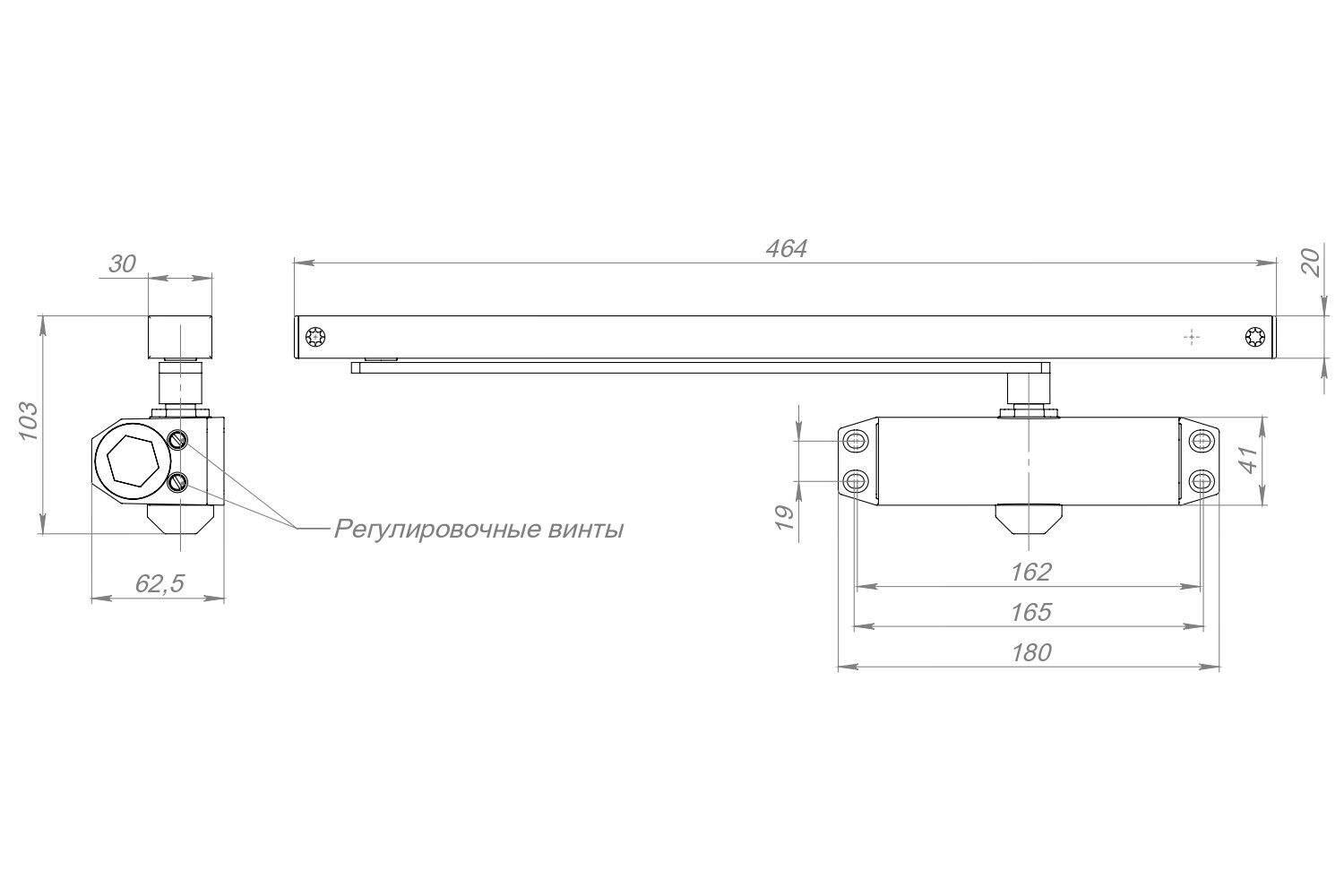 Доводчик Ajax (Аякс) дверной DCTR40-100 slide AL алюминий Доводчик Ajax (Аякс) дверной DCTR40-100 slide AL алюминий