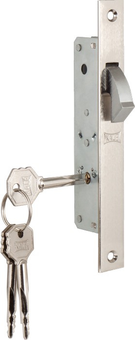 Замок Kale kilit (Кале килит) врезной крестообразный узкопрофильный 201F (20 mm) (никель), 3 кл. 