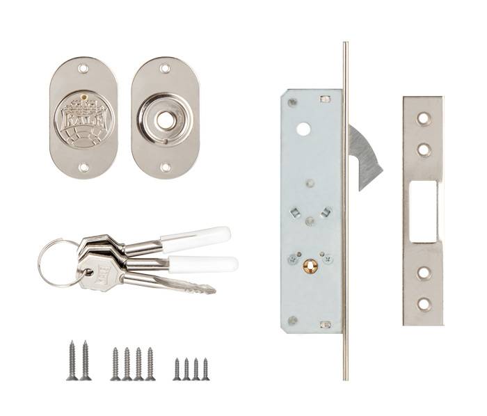 Замок Kale kilit (Кале килит) врезной крестообразный узкопрофильный 201F (20 mm) (никель), 3 кл. 