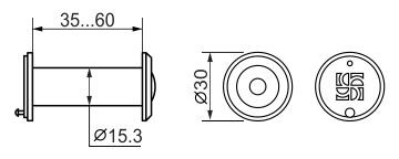 Глазок Fuaro (Фуаро) дверной, оптика пластик DV 1/60-35/Z/HD (VIEWER 1 DVZ) GP золото (подвес) 