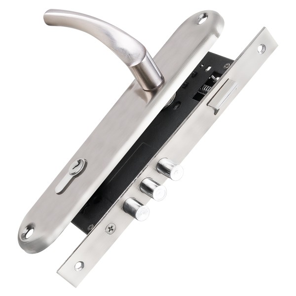 Замок Punto (Пунто) цилиндровый в комплекте с ручкой LOCKSET90.CRONA.4585-3 (KIT P90 4585/3 CRONA) SN мат.никель 
