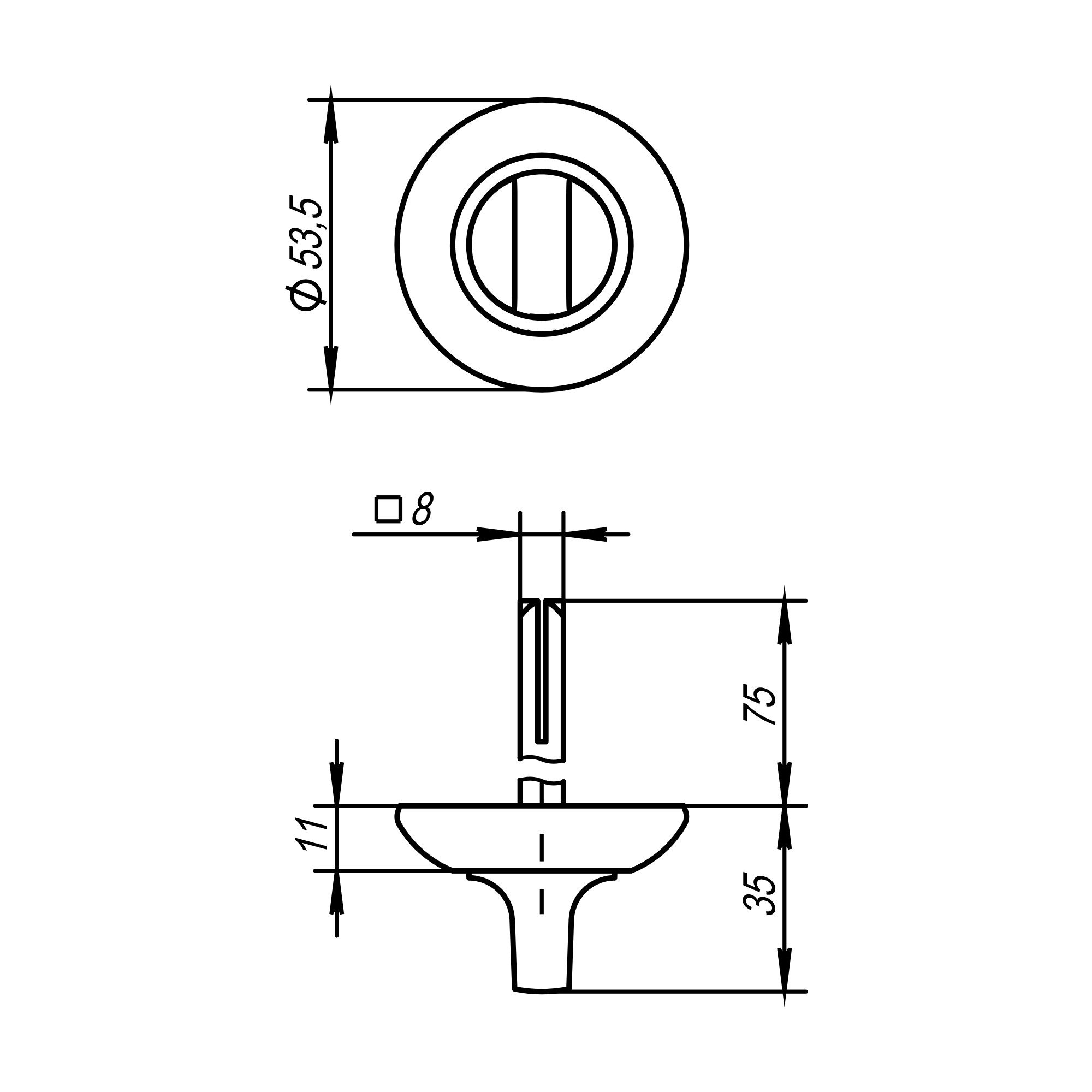 Ручка Ajax (Аякс) поворотная BKW8/75-0803 CP-8 хром 