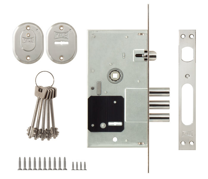 Замок Kale kilit (Кале килит) врезной сувальдный с защёлкой 252/RL (тех. комплектация), 4 кл. (кл. 60 мм) 