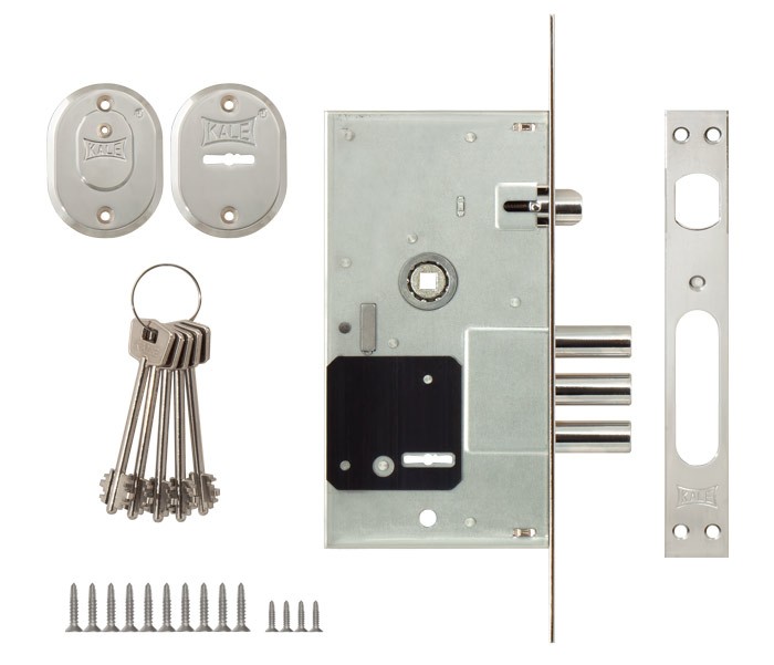 Замок Kale kilit (Кале килит) врезной сувальдный с защёлкой 252/RL (тех. комплектация), 4 кл. (кл. 60 мм) 