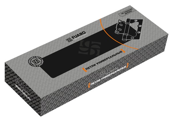 Петля Fuaro (Фуаро) универсальная без врезки IN4500W-BL CFB (500-2BB/BL 100x2,5) кофе глянец БЛИСТЕР 