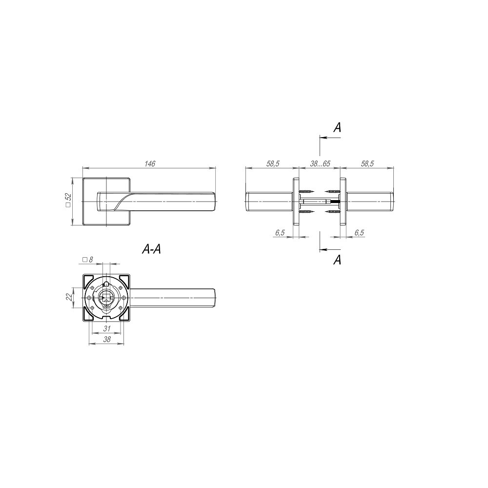 Ручка Fuaro (Фуаро) раздельная K.SL52.FLY (FLY SL) GR-23 графит 