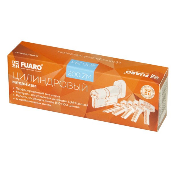 Цилиндровый Fuaro (Фуаро) механизм (200 ZM/110) 2000ZMKnob110(55+10+45) CP хром 5Key с вертушкой 