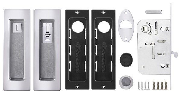Защелка Armadillo (Армадилло) с ручками для раздвижных дверей SH.URB153.KIT011-BK (SH011 URB) СP-8 хром 