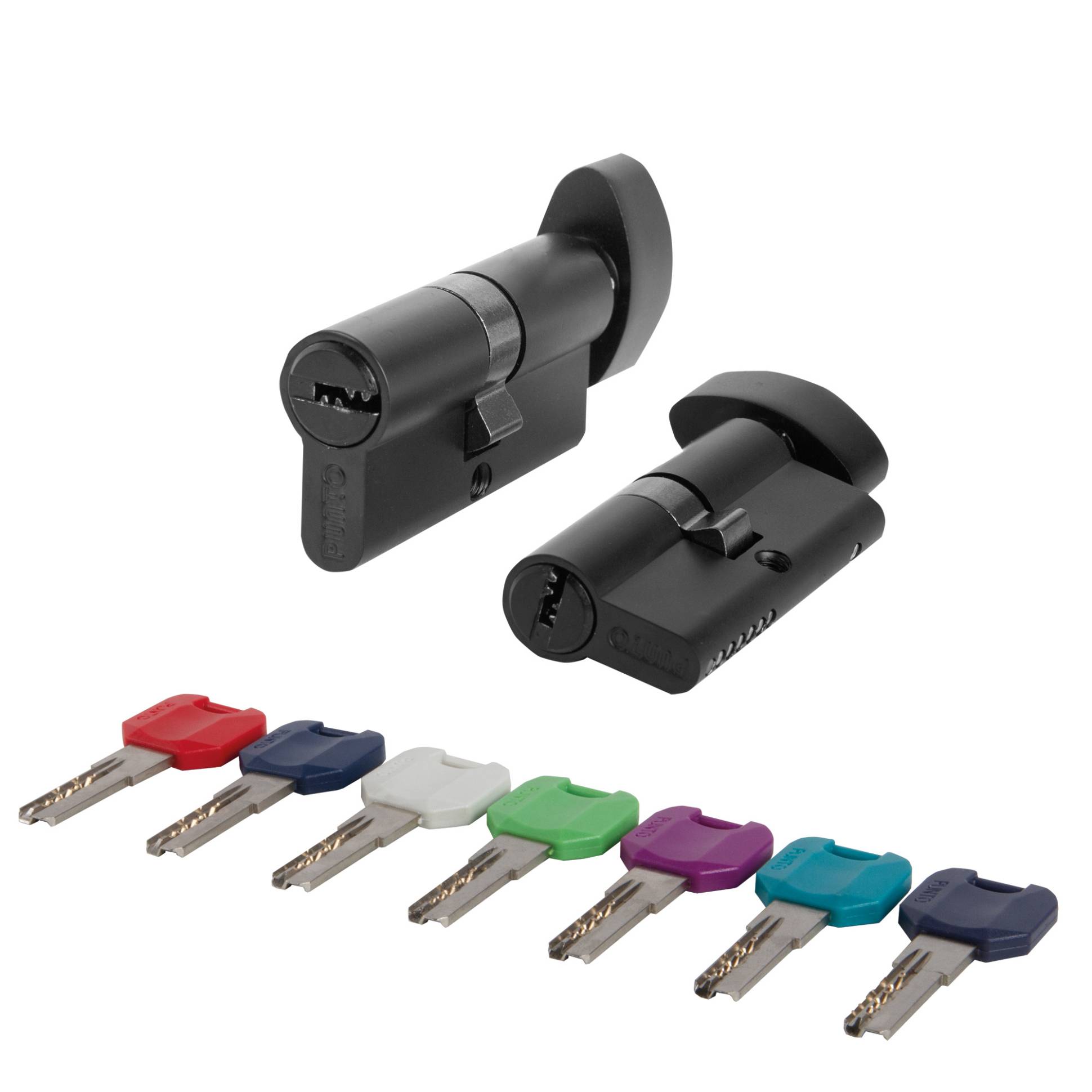 Цилиндровый Punto (Пунто) механизм MaxPro7002Knob60mm(25+10+25) BL черный 7key с вертушкой 