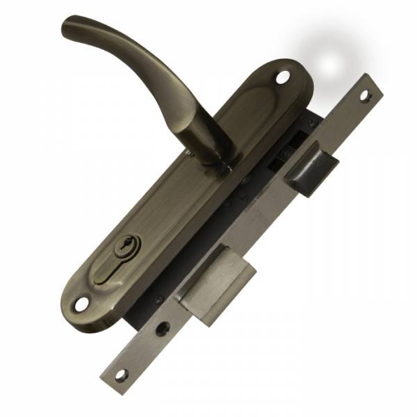 Замок Punto (Пунто) цилиндровый в комплекте с ручкой LOCKSET16.CRONA.4070-1 (KIT P16 4070 CRONA) AB бронза 