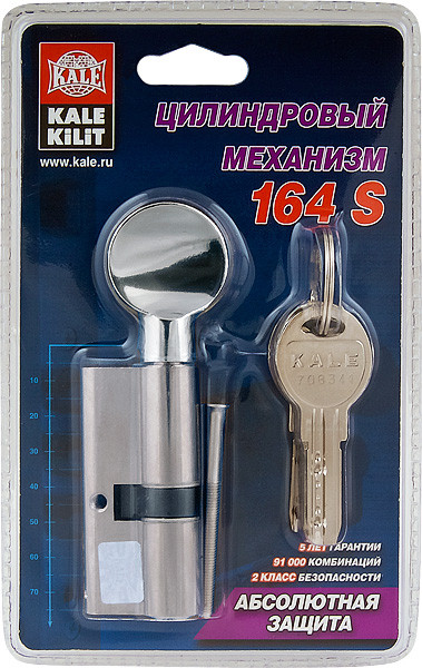 Цилиндровый механизм Kale kilit (Кале килит) с вертушкой 164 SM/70 (30+10+30) mm упк.БЛИСТЕР никель 5 кл. 