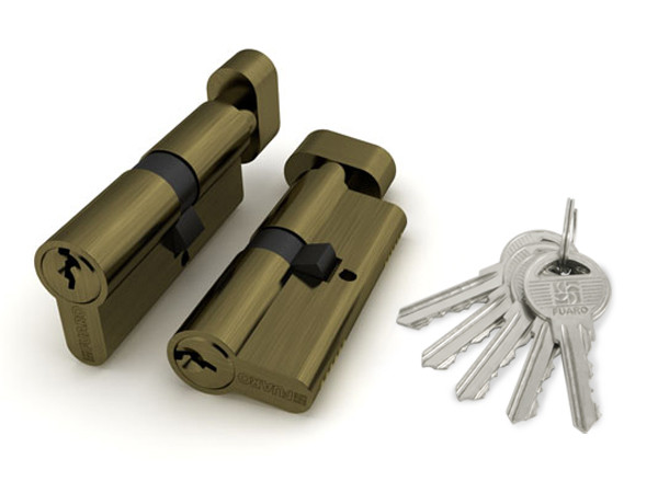 Цилиндровый Fuaro (Фуаро) механизм (100 ZM/70) 1000ZMKnob70(30+10+30) AB бронза 5Key с вертушкой 