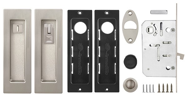 Защелка Armadillo (Армадилло) с ручками для раздвижных дверей SH.URB153.KIT011-BK (SH011 URB) SN-3 матовый никель Защелка Armadillo (Армадилло) с ручками для раздвижных дверей SH.URB153.KIT011-BK (SH011 URB) SN-3 матовый никель