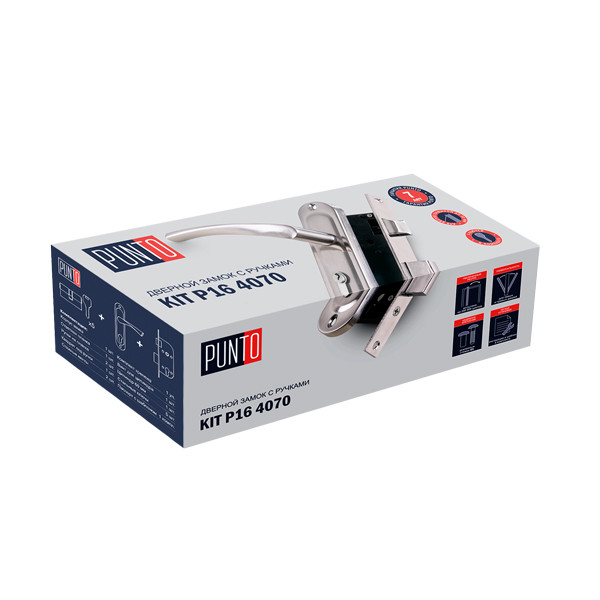 Замок Punto (Пунто) цилиндровый в комплекте с ручкой LOCKSET16.CRONA.4070-1 (KIT P16 4070 CRONA) SN мат.никель 