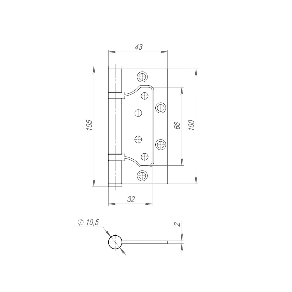 Петля Fuaro (Фуаро) универсальная без врезки IN4300W SN (300-2BB 100x2) мат. никель 