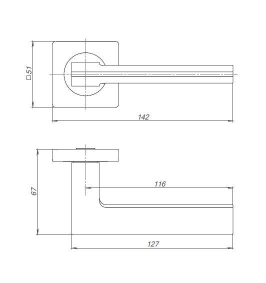 Ручка Punto (Пунто) раздельная K.ZQ51.ROTO (ROTO ZQ) SN/CP-3 матовый никель/хром 