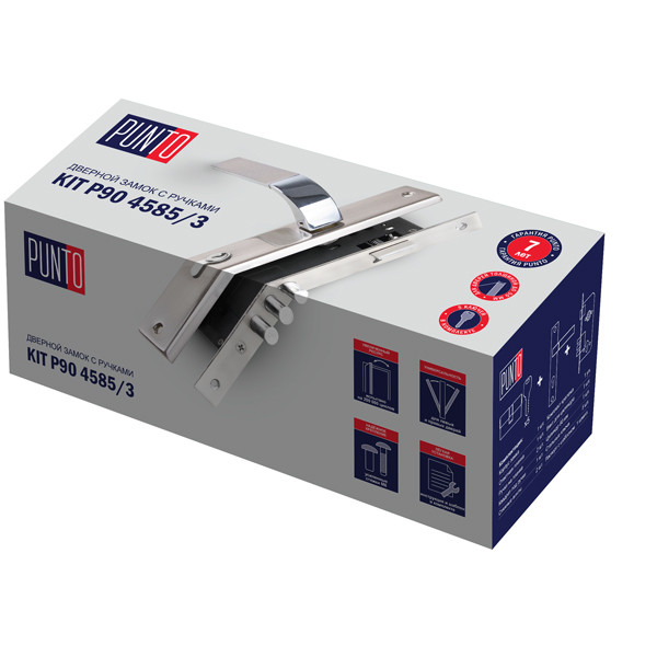 Замок цилиндровый Punto (Пунто) с ручкой LOCKSET90.ORION.4585-3 (KIT P90 4585/3 ORION) SN/CP мат.никель/хром Замок цилиндровый Punto (Пунто) с ручкой LOCKSET90.ORION.4585-3 (KIT P90 4585/3 ORION) SN/CP мат.никель/хром