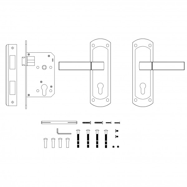 Замок цилиндровый Punto (Пунто) с ручкой LOCKSET90.ORION.4585-3 (KIT P90 4585/3 ORION) SN/CP мат.никель/хром 