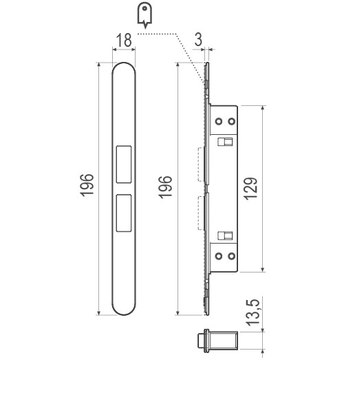 Магнитная AGB (АГБ) защелка регулируемая Touch B01120.30.93 (черный) с лицевой планкой B01120.31.93 