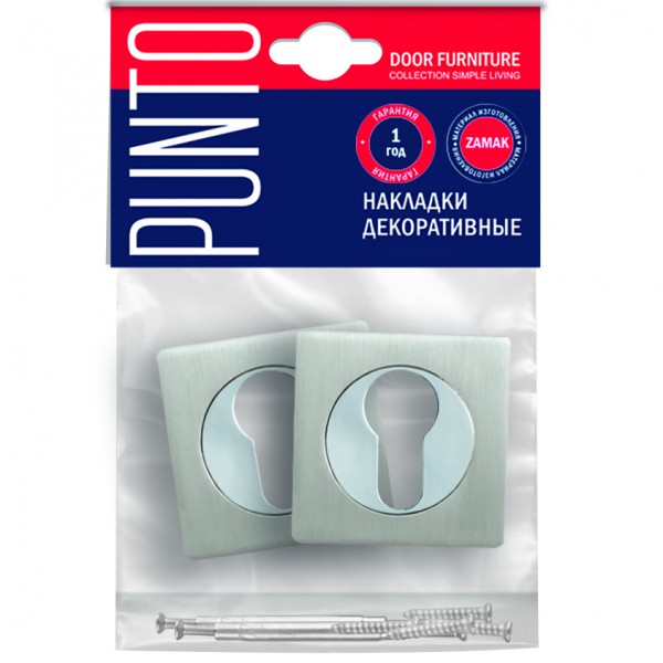 Накладка Punto (Пунто) под цилиндр ET.K.ZQ51 (ET ZQ) SN/CP-3 матовый никель/хром Накладка Punto (Пунто) под цилиндр ET.K.ZQ51 (ET ZQ) SN/CP-3 матовый никель/хром