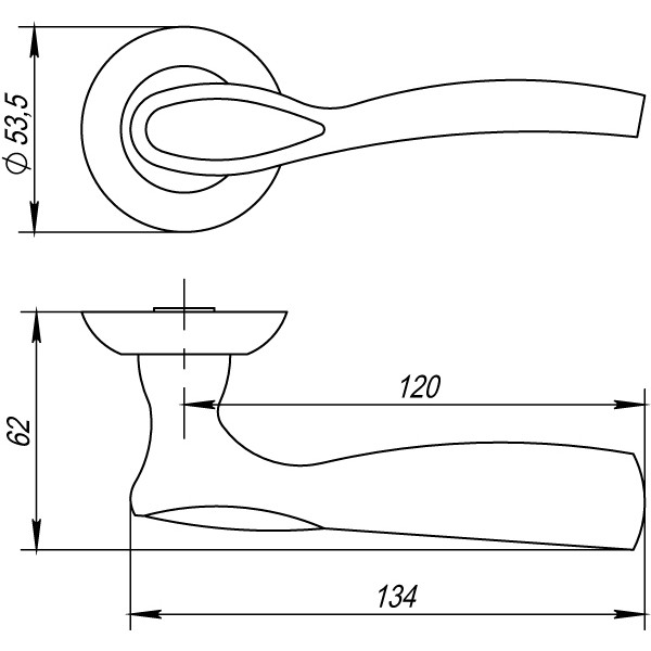 Ручка Punto (Пунто) раздельная R.TL54.RUMBA (RUMBA TL) SN/CP-3 матовый никель/хром 