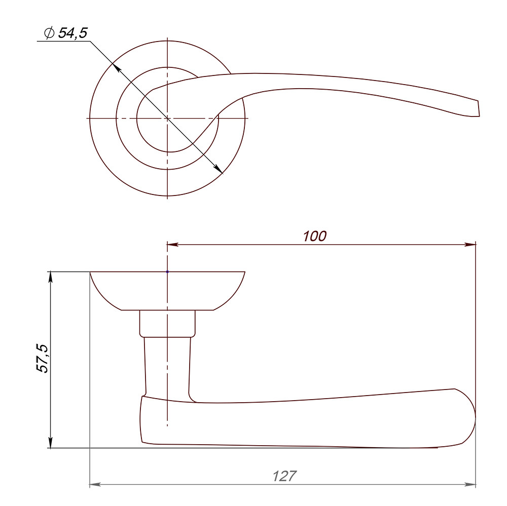 Ручка Ajax (Аякс) раздельная R.JR54.CORSA (CORSA AJ) SN/CP-3 матовый никель/хром 