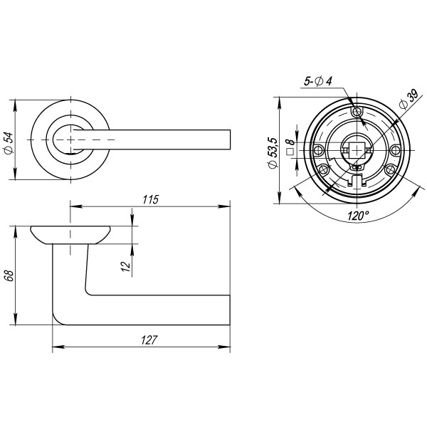 Ручка Punto (Пунто) раздельная R.TL54.REX (REX TL) 105mm ABG-6 зеленая бронза 