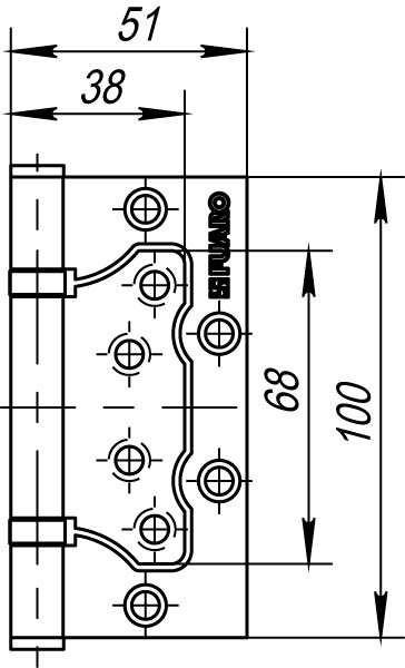 Петля Fuaro (Фуаро) универсальная без врезки IN4500W CP (500-2BB 100x2,5) хром 