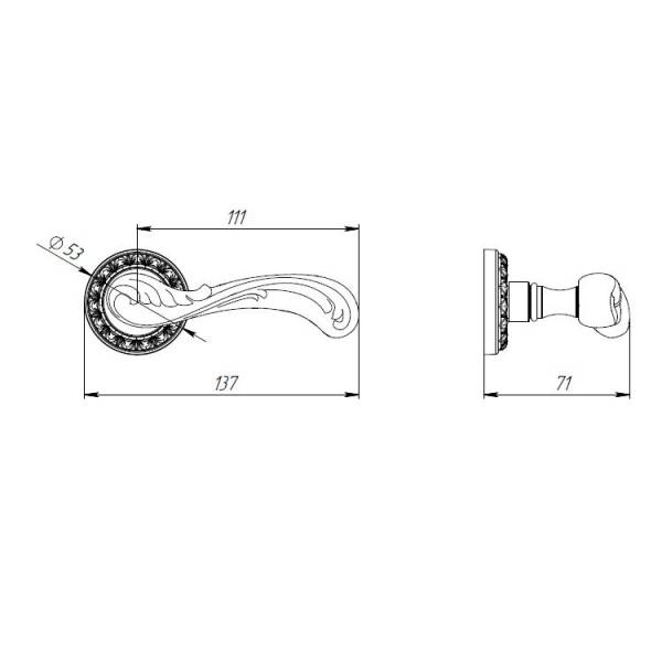 Ручка Punto (Пунто) раздельная R.MT53.PALMIRA (PALMIRA MT) OB-13 античная бронза 