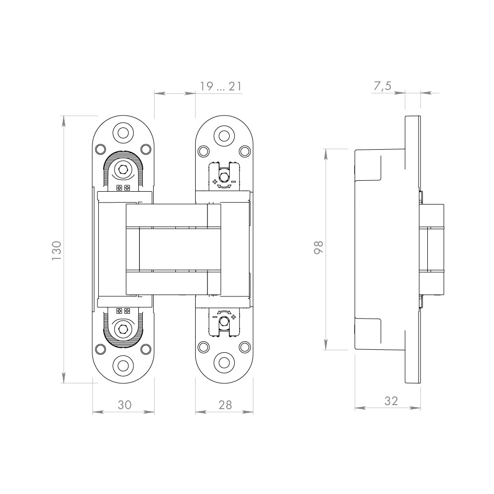 Петля Armadillo (Армадилло) скрытой установки U3D5000.VPG SC мат.хром TECH 