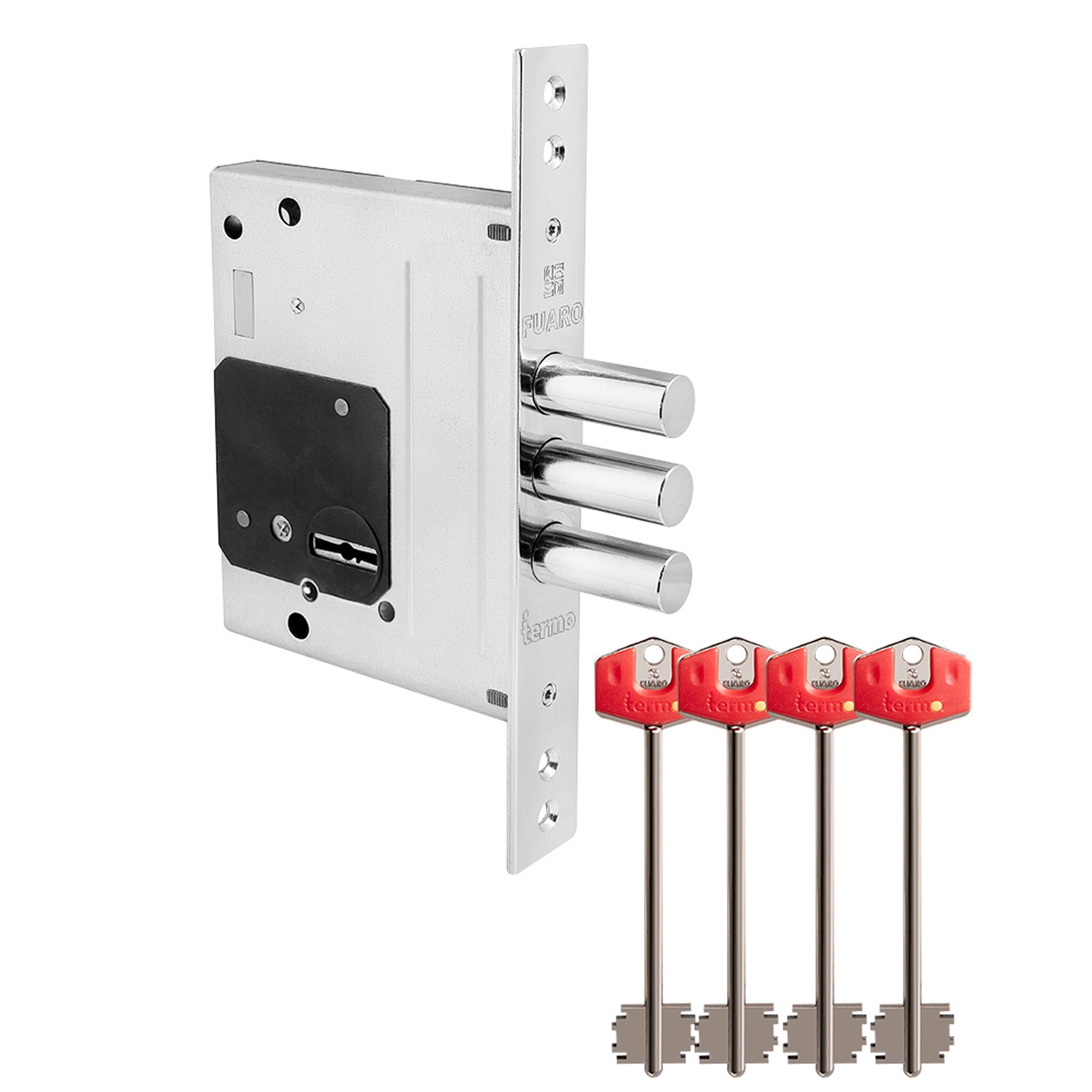 Замок Fuaro (Фуаро) врезной сувальдный TERMO MDV25/S-60.00.3R16 4 key (ключ удл. 120/75 мм) 