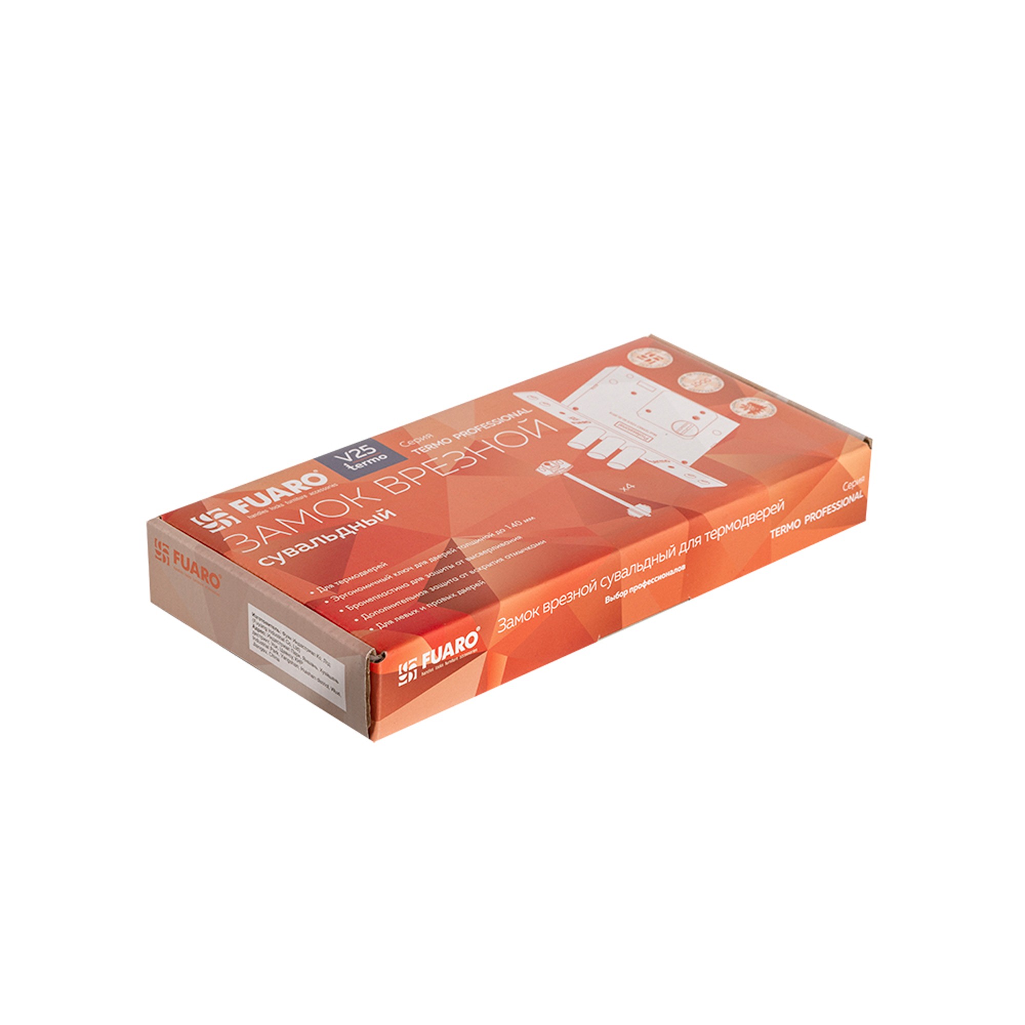Замок Fuaro (Фуаро) врезной сувальдный TERMO MDV25/S-60.00.3R16 4 key (ключ удл. 120/75 мм) 