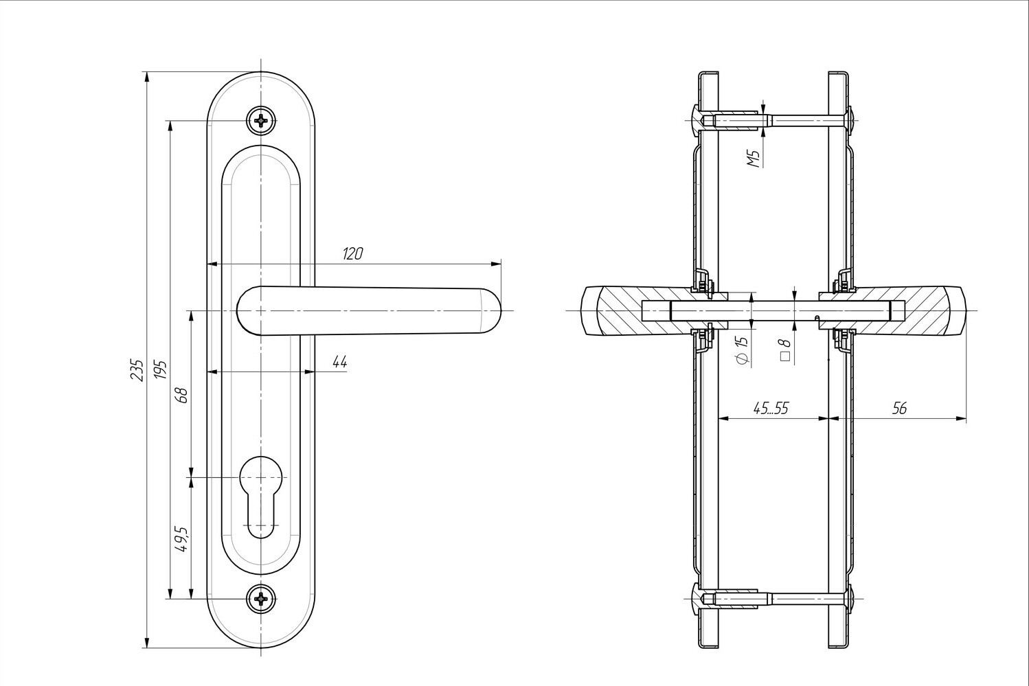 Ручка дверная Zenit (Зенит) на планке РФ1-68.02 медь Ручка дверная Zenit (Зенит) на планке РФ1-68.02 медь