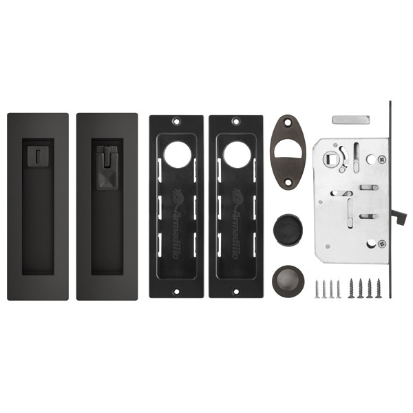 Защелка Armadillo (Армадилло) с ручками для раздвижных дверей SH.URB153.KIT011-BK (SH011 URB) BPVD-77 вороненый никель 