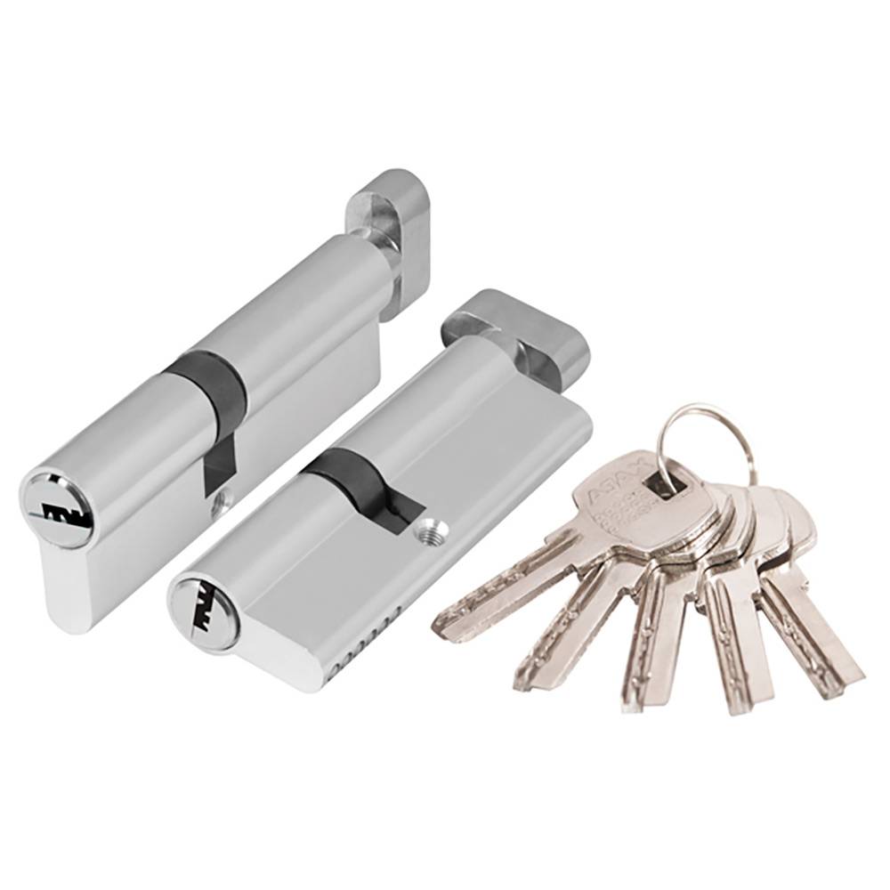 Цилиндровый Ajax (Аякс) механизм (AX202/90) AX2002Knob90 (45+10+35) CP хром с вертушкой 
