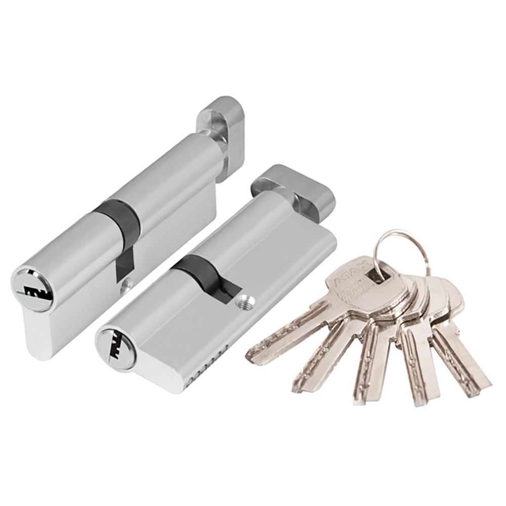 Цилиндровый Ajax (Аякс) механизм (AX202/80) AX2002Knob80 (40+10+30) CP хром с вертушкой 