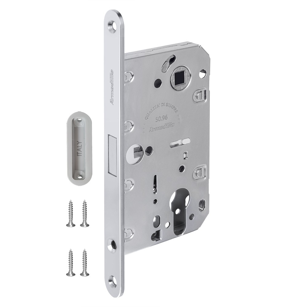 Замок Armadillo (Армадилло) межкомнатный магнитный под цилиндр с ответной планкой GRAVITY G02.196.50.85 CP хром 