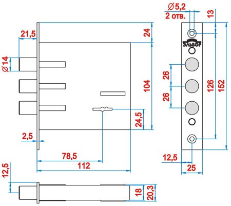 Замок Elbor (Эльбор) врезной сувальдный Кремень 1.04.02, 5 кл. /02209/ 