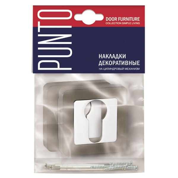 Накладка Punto (Пунто) под цилиндр ET.K.QR52 (ET QR) SN/CP-3 матовый никель/хром 